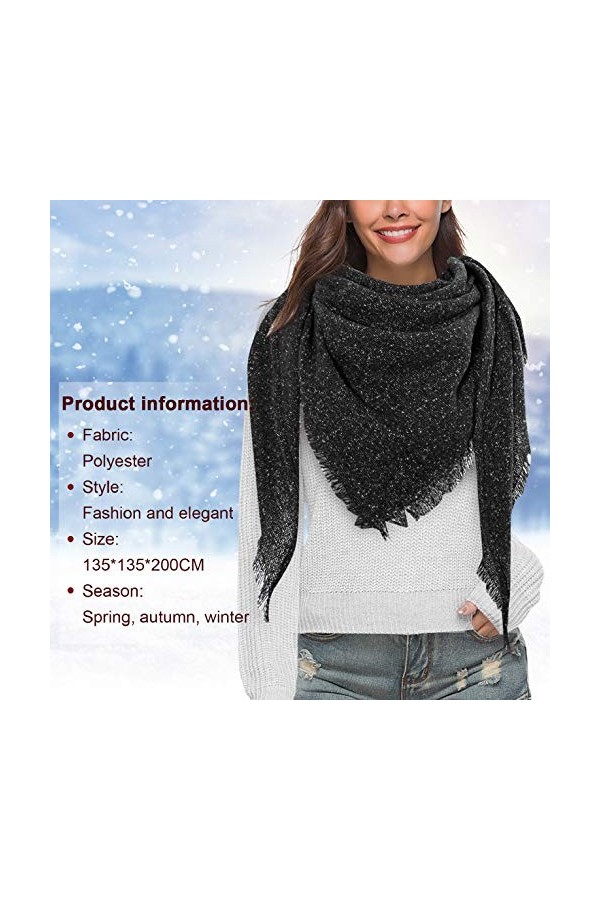 UMIPUBO Femme Longue Écharpe Châle XXL Écharpe Chale Femme Cachemire Chaud Automne Hiver Grand Plaid Tissu Glands Foulard No