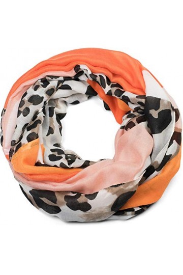 styleBREAKER Écharpe tube pour femmes avec motif imprimé léopard et à-plats de couleurs, snood, foulard 01016182, couleur:Ora