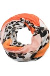 styleBREAKER Écharpe tube pour femmes avec motif imprimé léopard et à-plats de couleurs, snood, foulard 01016182, couleur:Ora