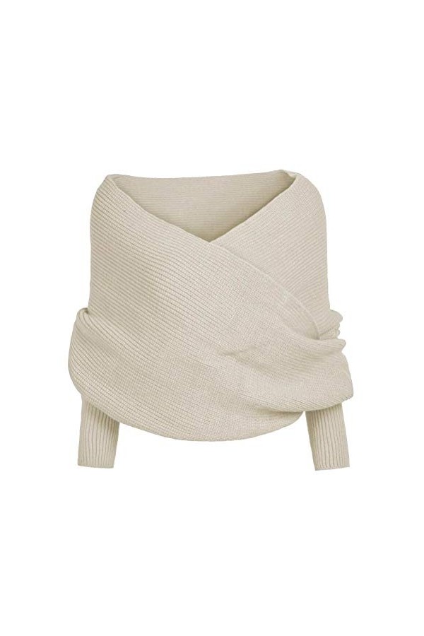 BSTCAR Écharpe à manches - Tricoté - Avec manches - Pour homme et femme - Beige - 220 * 40 cm