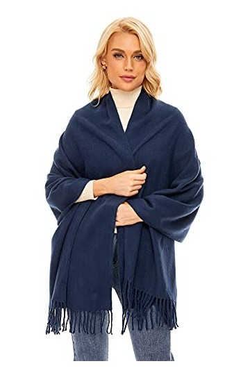 PLIKSUVER Grande Écharpe Dhiver pour Femme Écharpe de Couleur Unie Écharpe à Franges Élégante et Douce Écharpe Longue Chaude