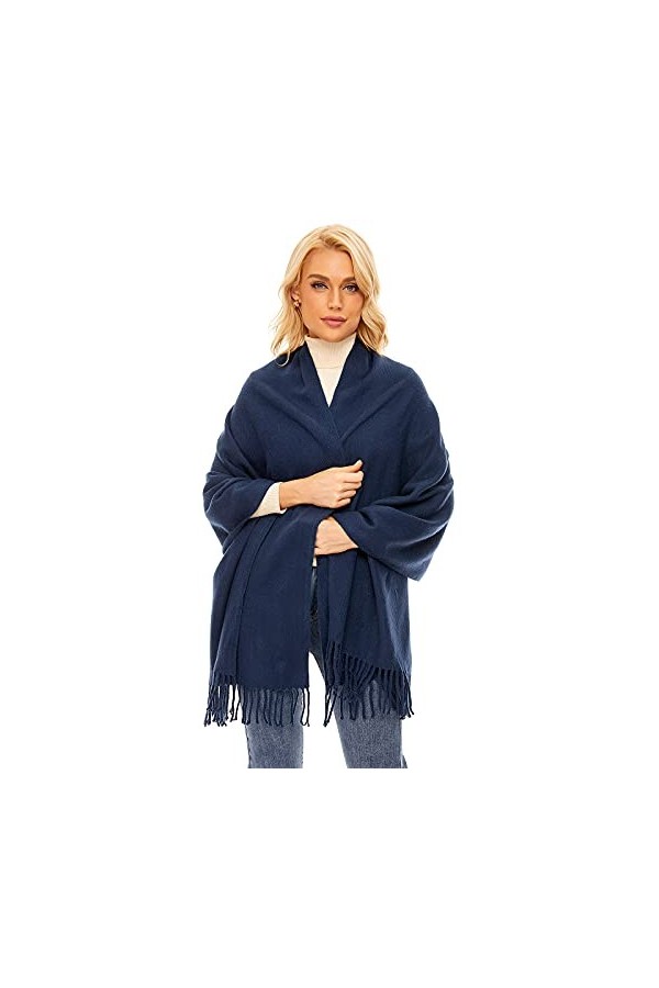 PLIKSUVER Grande Écharpe Dhiver pour Femme Écharpe de Couleur Unie Écharpe à Franges Élégante et Douce Écharpe Longue Chaude
