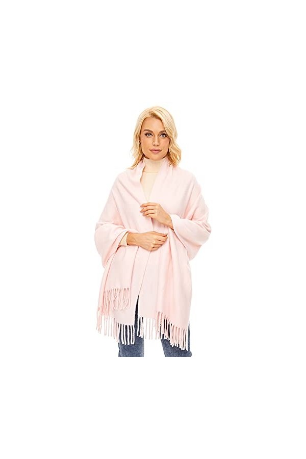 PLIKSUVER Grande Écharpe Dhiver pour Femme Écharpe de Couleur Unie Écharpe à Franges Élégante et Douce Écharpe Longue Chaude