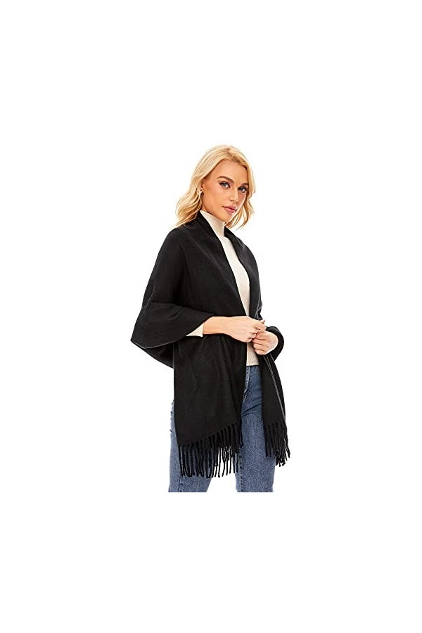 PLIKSUVER Grande Écharpe Dhiver pour Femme Écharpe de Couleur Unie Écharpe à Franges Élégante et Douce Écharpe Longue Chaude