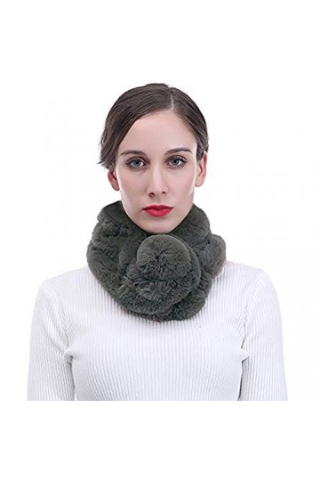 Lina & Lily Écharpe Femme Tour de Cou en Fausse Fourrure Pompon Rose 
