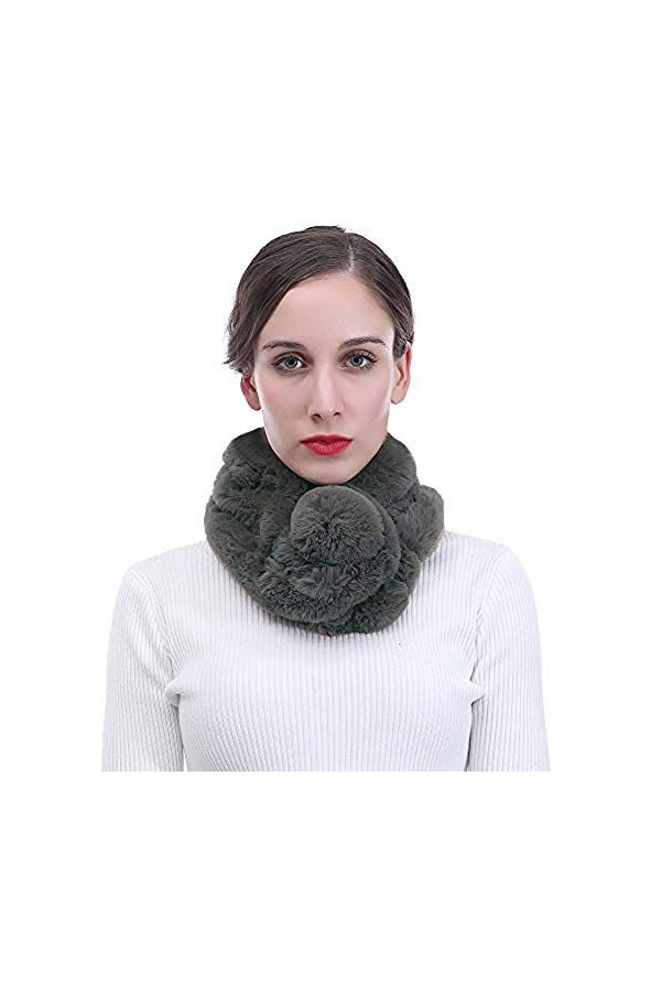 Lina & Lily Écharpe Femme Tour de Cou en Fausse Fourrure Pompon Rose