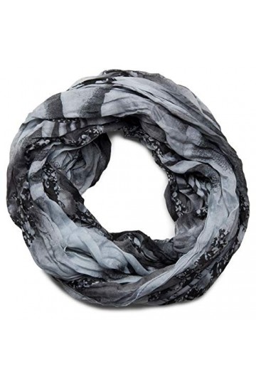 styleBREAKER Snood écharpe tubulaire avec motif coquillage maritime, effet froissé, foulard, tissu, femme 01018023, couleur:N
