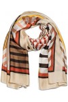 styleBREAKER Écharpe pour dames, légère et soyeuse avec des surfaces géométriques rayées, étole printemps-été, foulard, échar
