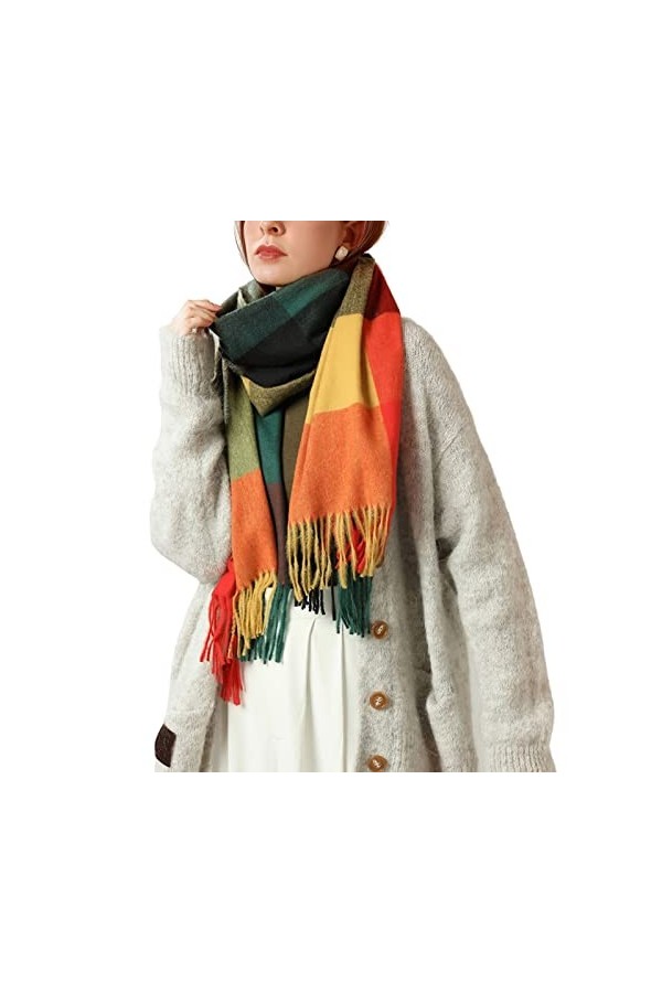 NLAND Echarpe Femme Hiver Echarpes et Foulards Femme Chale Femme Hiver Chaud Echarpe Plaid Grande Foulard Cadeau Femme Color