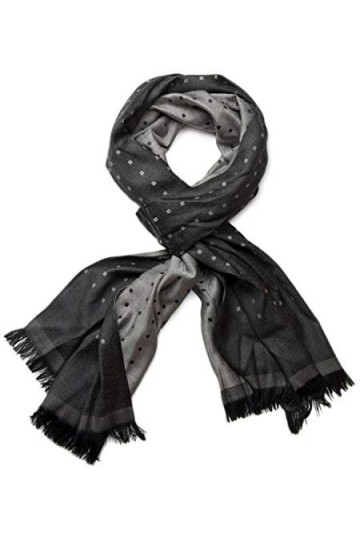 styleBREAKER Élégante écharpe douce avec des franges et un motif raffiné à losanges 01018051, couleur:Noir-gris