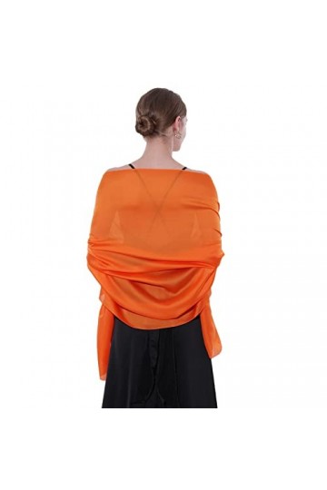 SWAT PANY Étole Châle Pashmina Femme Foulard Robe de soirée orange Écharpe de couleur Unie Étole Femme