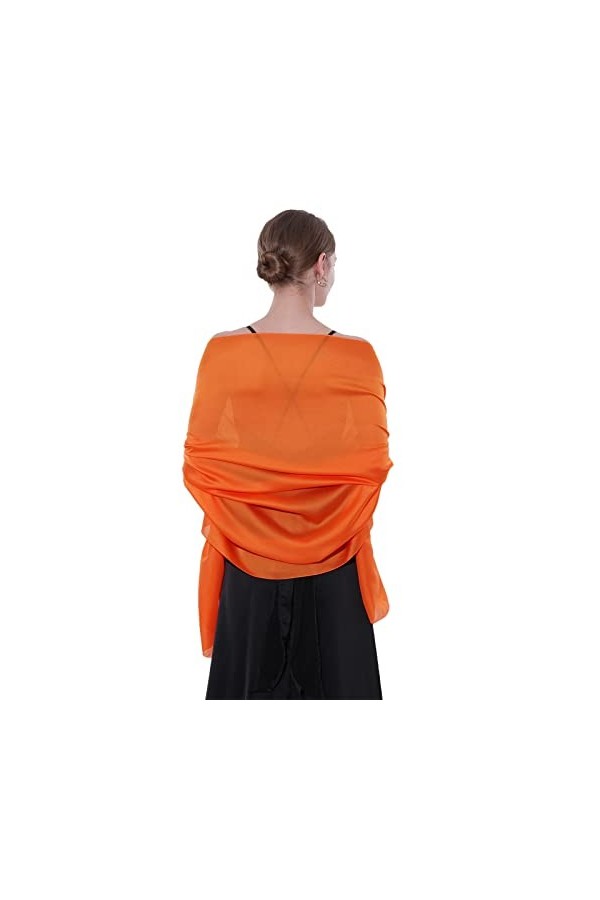 SWAT PANY Étole Châle Pashmina Femme Foulard Robe de soirée orange Écharpe de couleur Unie Étole Femme