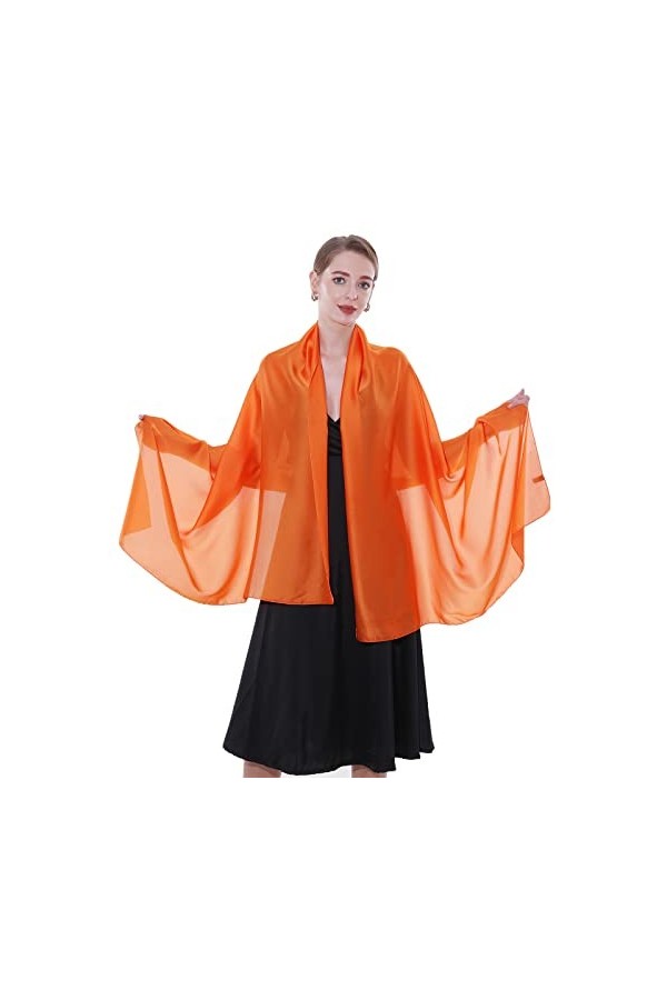 SWAT PANY Étole Châle Pashmina Femme Foulard Robe de soirée orange Écharpe de couleur Unie Étole Femme