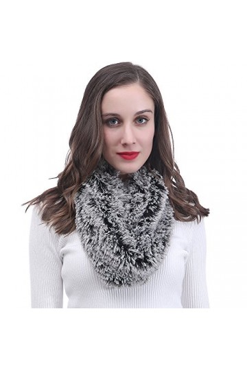 Lina & Lily Écharpe Tube Snood pour Femme en Fourrure Synthétique Noir et Blanc 