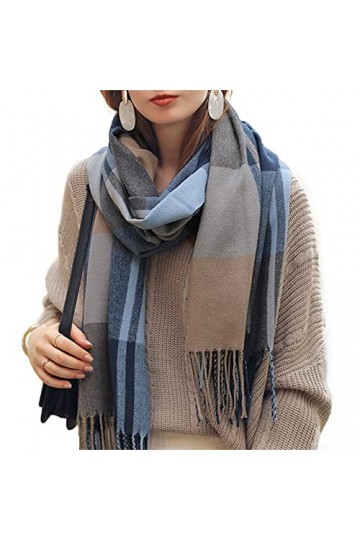 Bakicey Femme châle écharpe Fille étole Foulard, Pashmina Echarpe a Carreaux Laine Mode Etole Plaid Foulard Oversize Shawl Ca