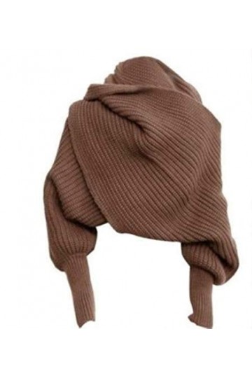 LCUK Style européen Hiver Femmes Longue écharpe avec Manches Laine écharpes tricotées pour Femmes épais Chaud châle décontrac