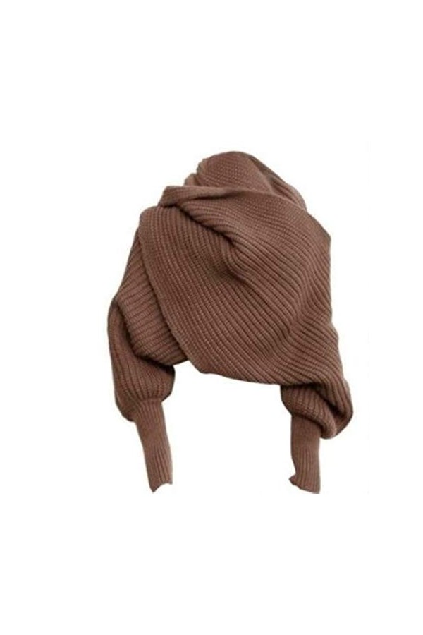 LCUK Style européen Hiver Femmes Longue écharpe avec Manches Laine écharpes tricotées pour Femmes épais Chaud châle décontrac