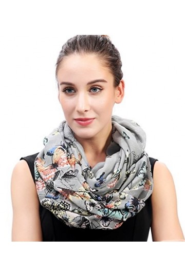 Lina & Lily écharpe tube snood à motif papillon Gris 