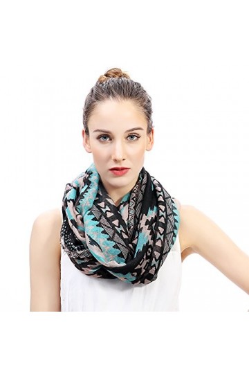 Lina & Lily écharpe tube imprimé geo aztèque Bleu 