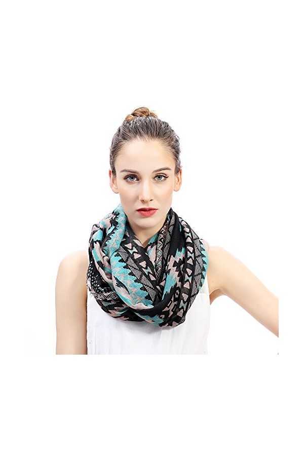 Lina & Lily écharpe tube imprimé geo aztèque Bleu 