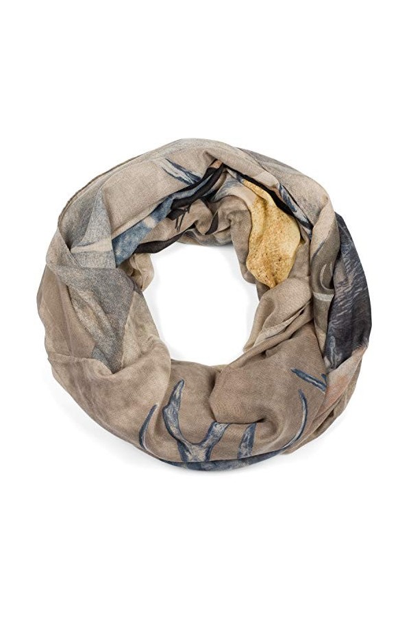 styleBREAKER Foulard à boucles pour dames avec impression cerf et division géométrique, foulard tube multicolore, foulard 010
