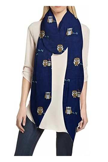 Lina & Lily Écharpe Foulard pour Femme Imprimé Chouette Animal Marine 