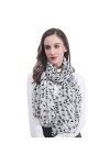 Lina & Lily Écharpe Foulard pour Femme Imprimé Oiseau Blanc 