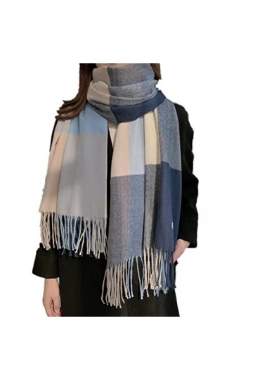 Ikruidy Écharpe dhiver pour femme Châle Long Grand Écharpes Chaudes Réversibles Gland Plaid Couverture Écharpe pour Femmes