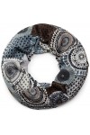 styleBREAKER snood rond tricoté avec imprimés de style ethnique africain, écharpe, femme 01017042, couleur:Marron-Bleu-Blanc