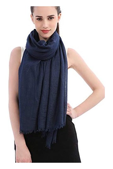 Longwu coton lin solide foulard wrap châles pour femmes dames 100 cm x 190 cm Super grande taille-pour toutes les saisons c