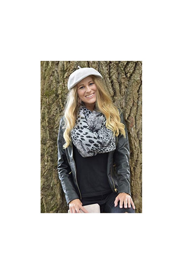 styleBREAKER Écharpe tube snood avec imprimé léopard 01017009, couleur:Gris