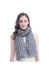Lina & Lily Écharpe Foulard pour Femme Imprimé Chouette Gris 