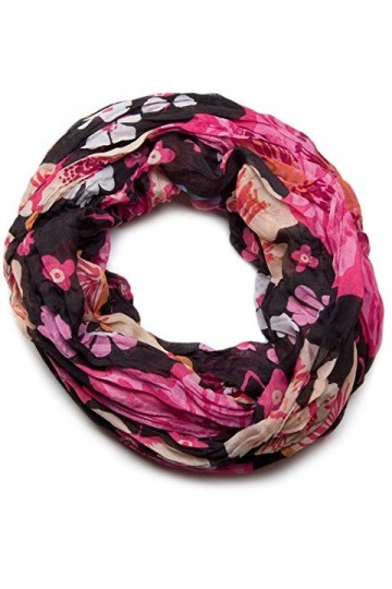 styleBREAKER Écharpe tube snood avec motif à fleurs sur toute la surface 01014027, couleur:Noir-Pink