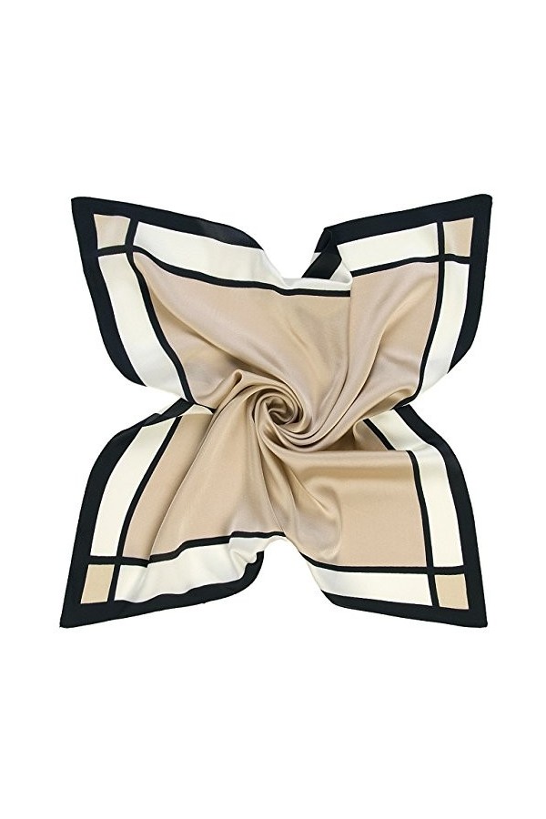 Chic Diary Écharpe élégante en soie pour femme 60 x 60 cm - Beige - One Size