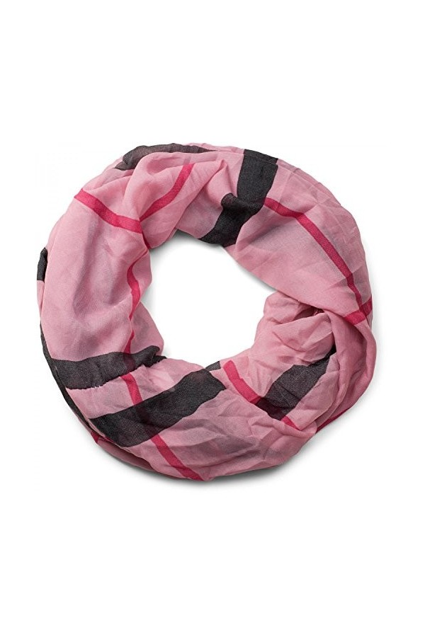 styleBREAKER écharpe tubulaire, damier classique, souple et soyeux, motif à carreaux, femmes 01016110, couleur:Vieux rose