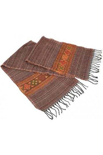 GURU SHOP Écharpe douce avec motif ethnique pour homme/femme, marron, synthétique, taille : taille unique, marron, taille uni