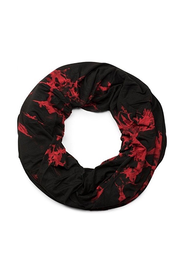 styleBREAKER snood rond avec imprimés batik, style vintage effet usé, écharpe, tissu, unisexe 01017041, couleur:Noir-rouge