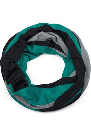 styleBREAKER écharpe tube en maille fine avec motif imprimé ondulé, foulard loop, unisexe 01017080, couleur:Pétrole-gris-noir