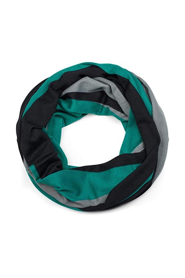 styleBREAKER écharpe tube en maille fine avec motif imprimé ondulé, foulard loop, unisexe 01017080, couleur:Pétrole-gris-noir