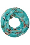 styleBREAKER papillon et fleur impression tube de boucle écharpe, crash et froissé 01016013, couleur:turquoise