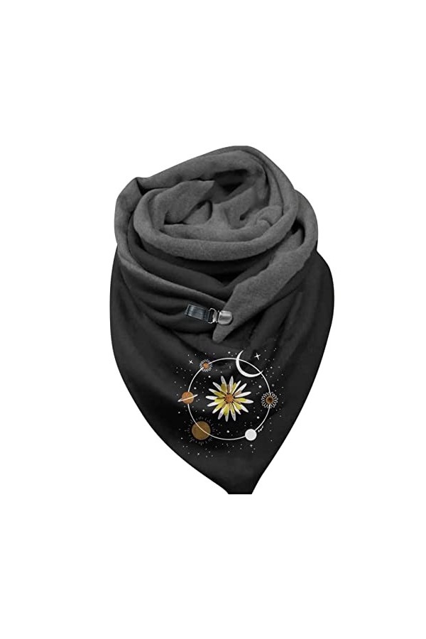 Générique écharpe pour Femme Écharpe Chaude pour Femme en Coton imprimé Bouton Chaud Hiver Wrap écharpe châles Cape de Poncho