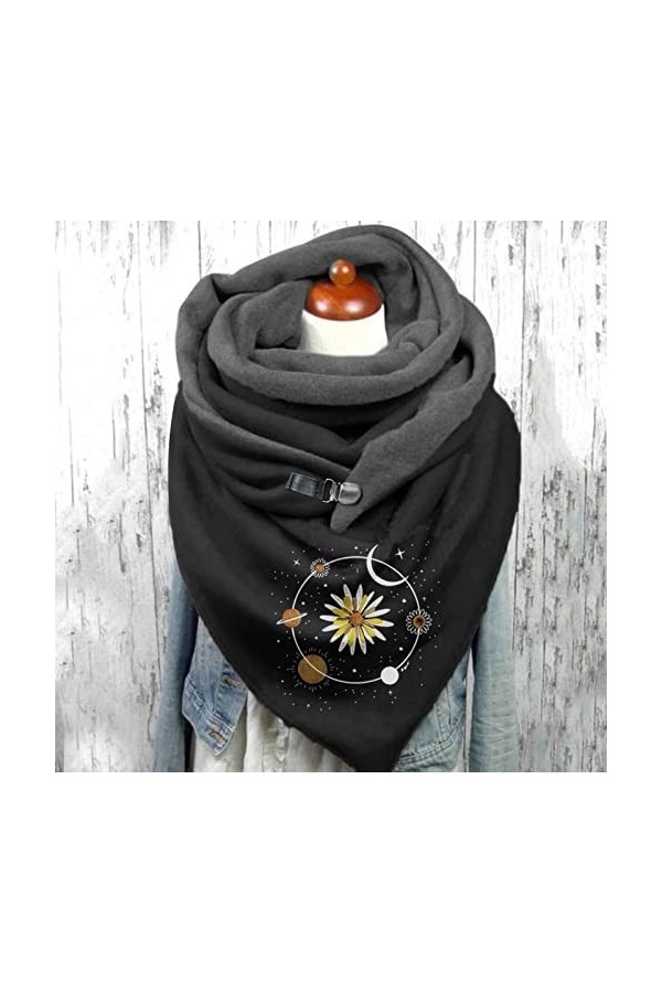 Générique écharpe pour Femme Écharpe Chaude pour Femme en Coton imprimé Bouton Chaud Hiver Wrap écharpe châles Cape de Poncho