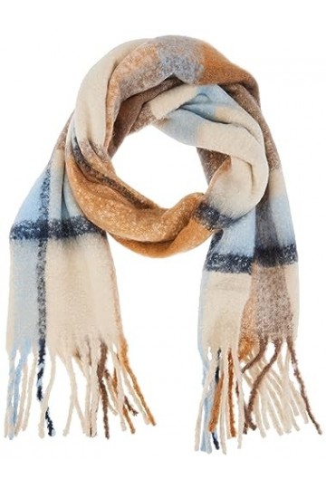 PIECES Pcbea Noos BC Écharpe Longue, Almond/AOP : Check, Taille Unique Femme
