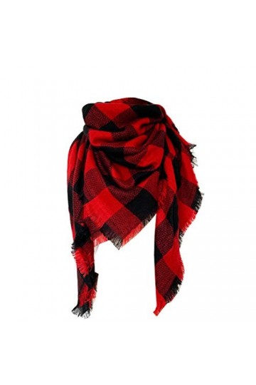XDKS Écharpe dhiver douce et chaude à carreaux tartan pour femme - Châle à pompons - Tendance - Pour lhiver - Grande couver