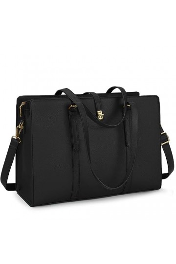 IGOLUMON Sac à Main Cabas Femmes Grande Capacité, Ordinateur 15.6 Pouces Imperméable PU Cuir Sac de Cours Lycee Bandoulieres 