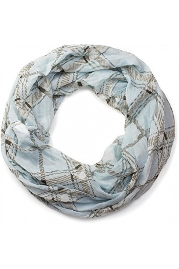 styleBREAKER écharpe tubulaire, damier classique, souple et soyeux, motif à carreaux, femmes 01016103, couleur:Bleu clair