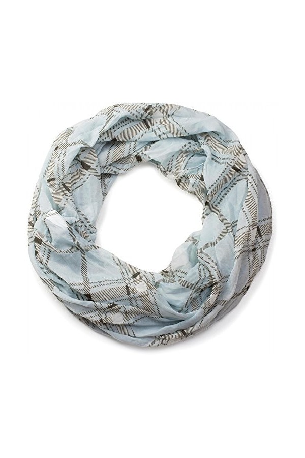 styleBREAKER écharpe tubulaire, damier classique, souple et soyeux, motif à carreaux, femmes 01016103, couleur:Bleu clair