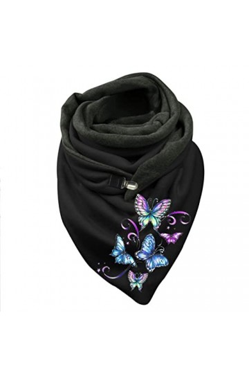 Écharpe triangulaire pour femme - Chaude - Automne - Hiver - Grand foulard à boutons - Pour femme - Écharpe dhiver - Motif t