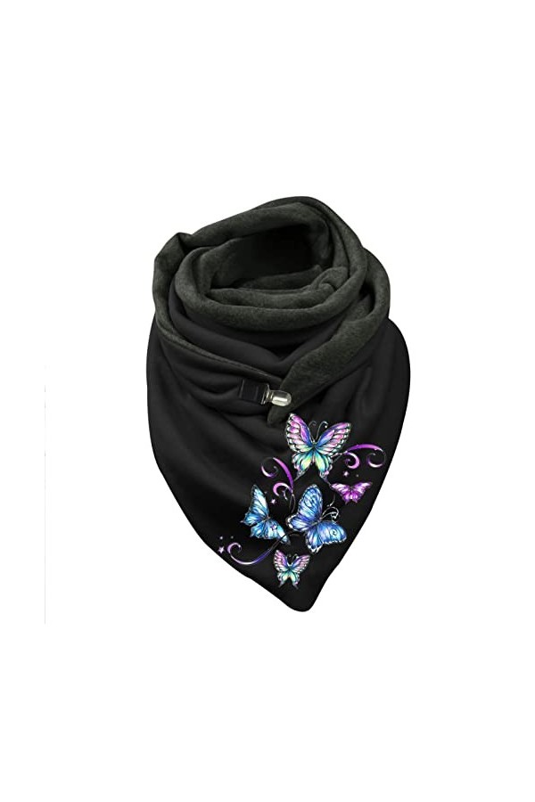 Écharpe triangulaire pour femme - Chaude - Automne - Hiver - Grand foulard à boutons - Pour femme - Écharpe dhiver - Motif t