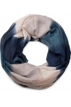 styleBREAKER Snood écharpe loop avec rayures en dégradé de couleurs, unisexe, 01018097, couleur:Bleu foncé-Beige-Gris